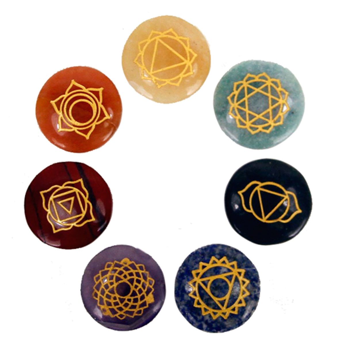 Conjunto de pedras Chakra pequenas (forma arredondada)