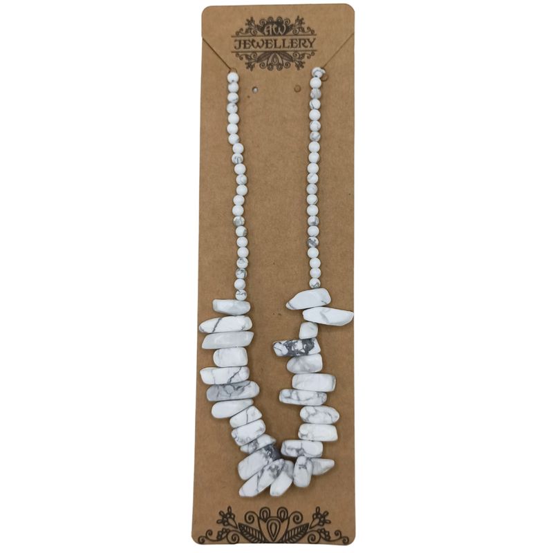 Collier de Gemmes Longues - Jaspe Blanc