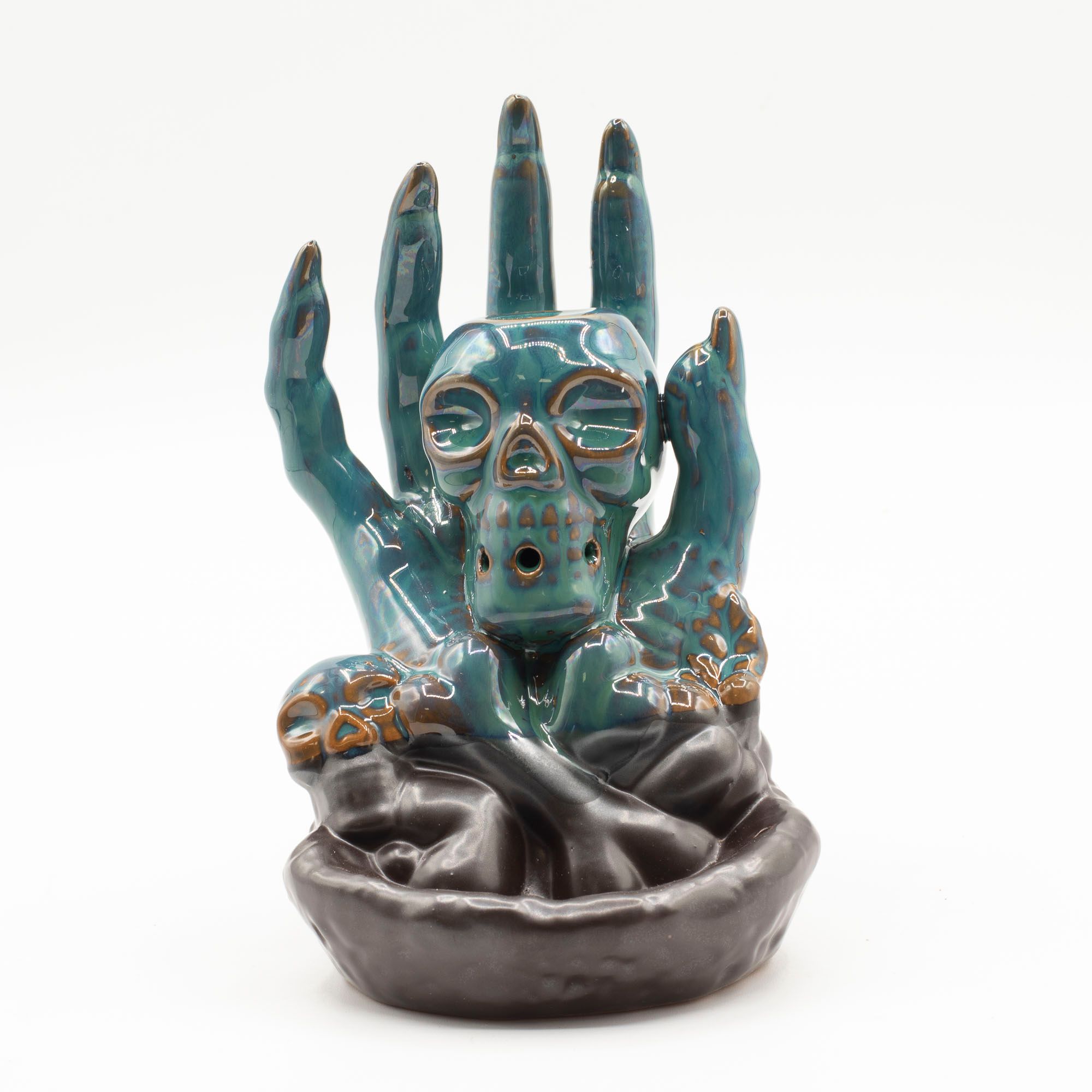 Quemador de incienso de flujo inverso - Calavera en la mano