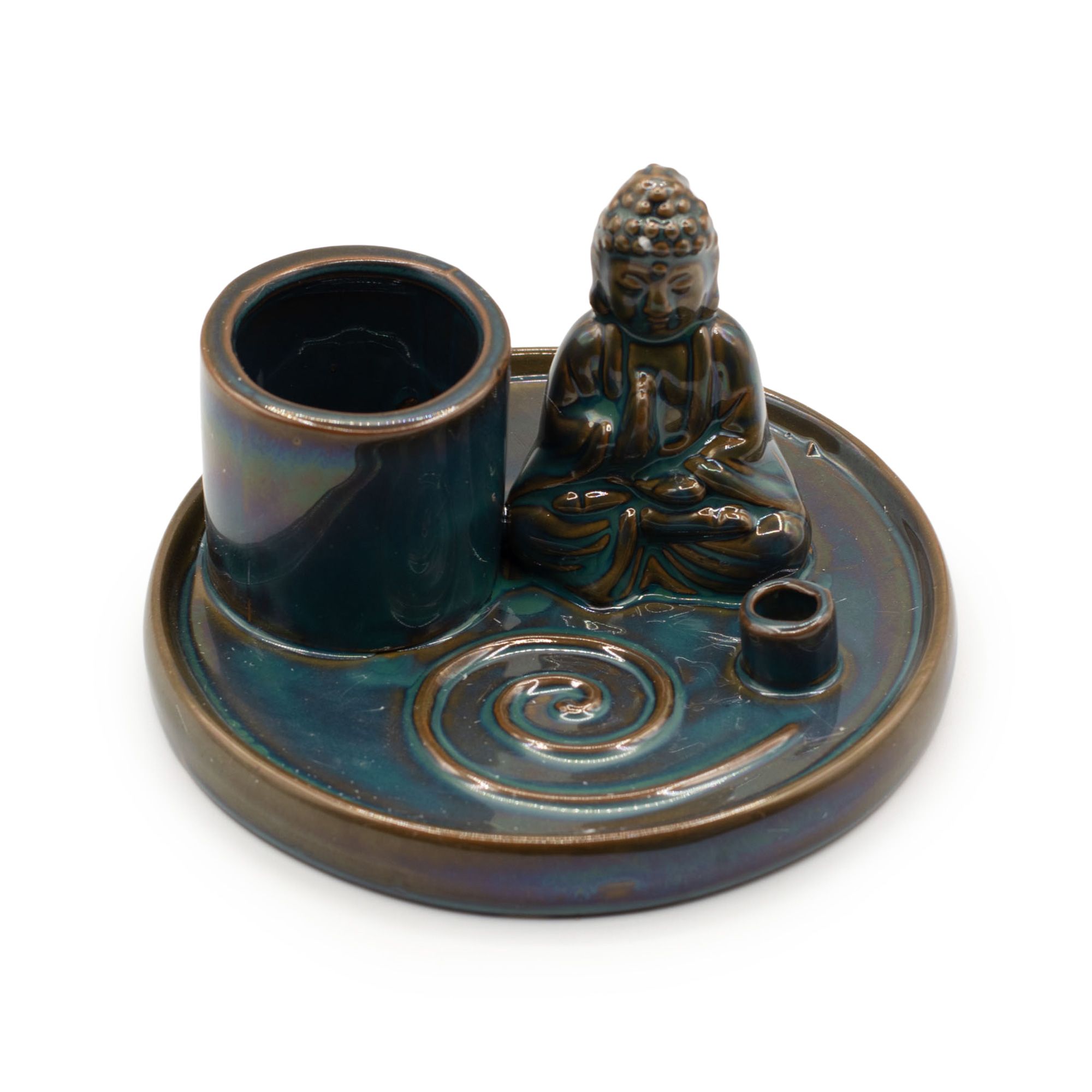Multi Purpose Buddha Incense Plate - Ceramic Blue