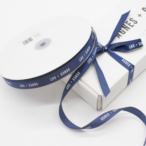 Agnes + Cat Branded Ribbon - Navy (12mm x 90m)