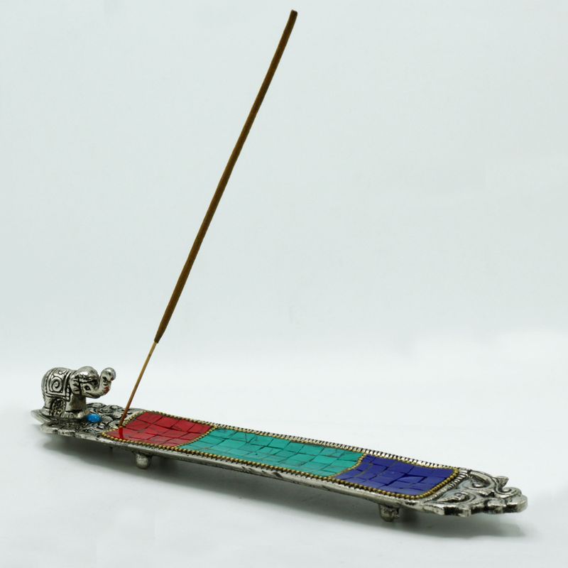 Porte-encens tibétain long éléphant