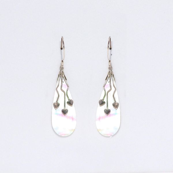 Shell & Silver Earrings - Three Hearts - MOP