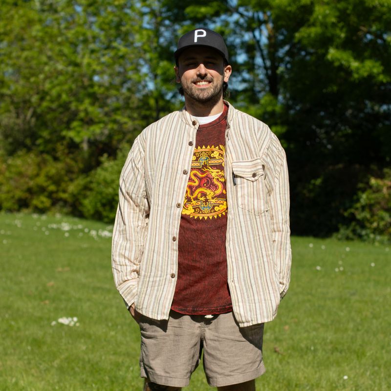 Nomad Sari Camiseta de algodón lavado a la piedra - Mandala de dragón - granate - Grande