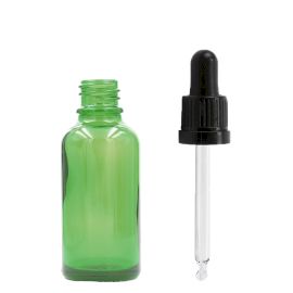 Flacon din Sticlă Verde de 10 ml cu Pipetă T/E Neagră