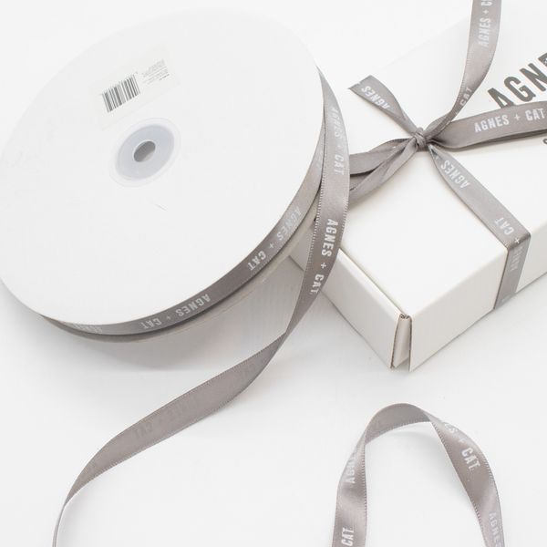 Agnes + Cat Branded Ribbon - Grey (12mm x 90m)