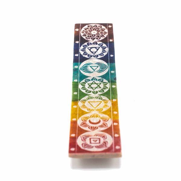 Porte-Encens Sept Chakras en Stéatite - 26x5cm