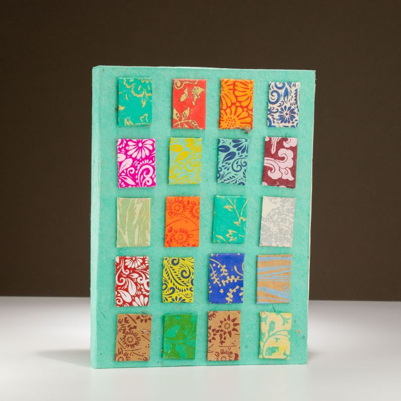 Lrg Lokta Mini Tiles Notebook (21x15cm) - 45 leafs - inc bookmark - Teal