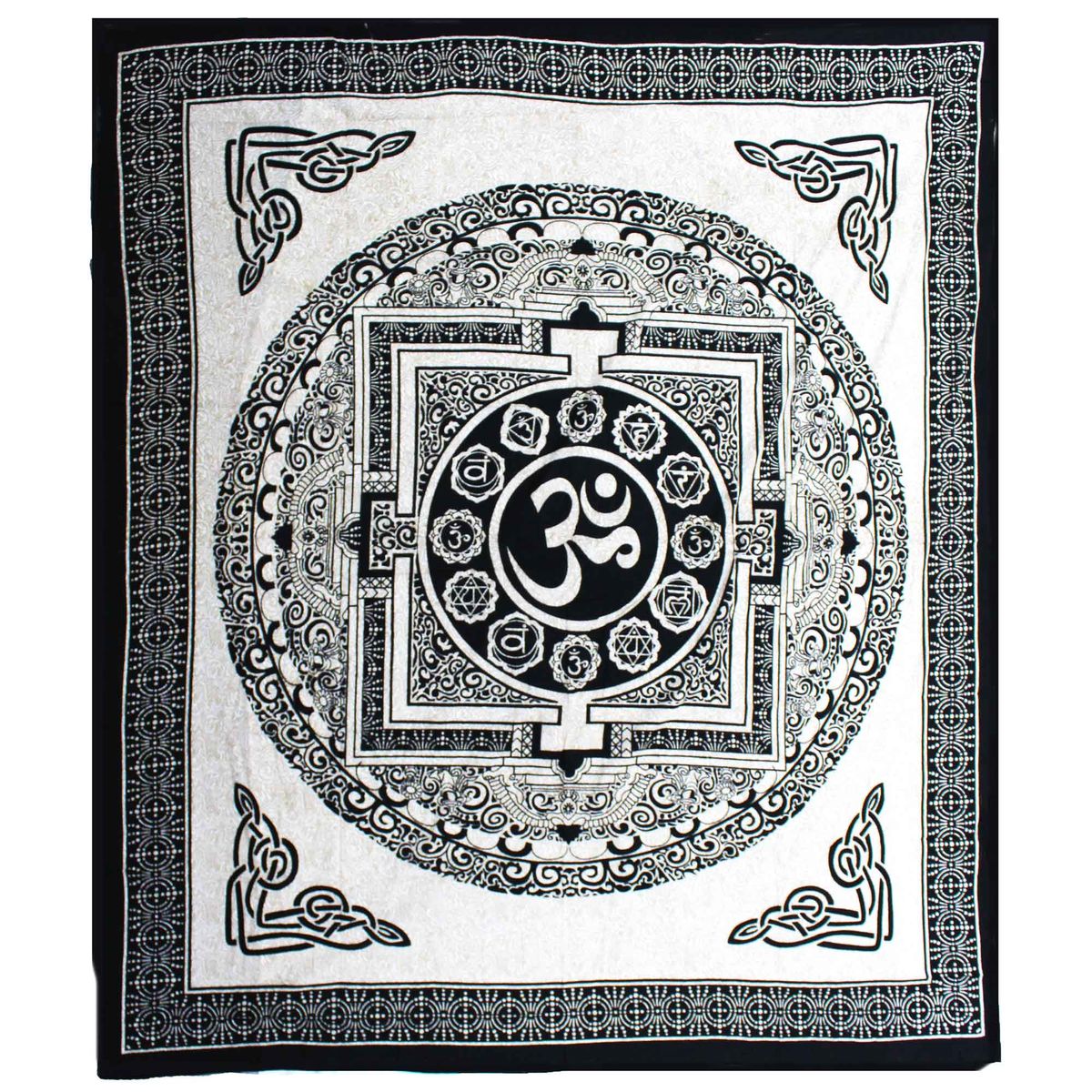 Colcha Dupla de Algodão + Tapeçaria de Parede - Macaco - Mandala OM