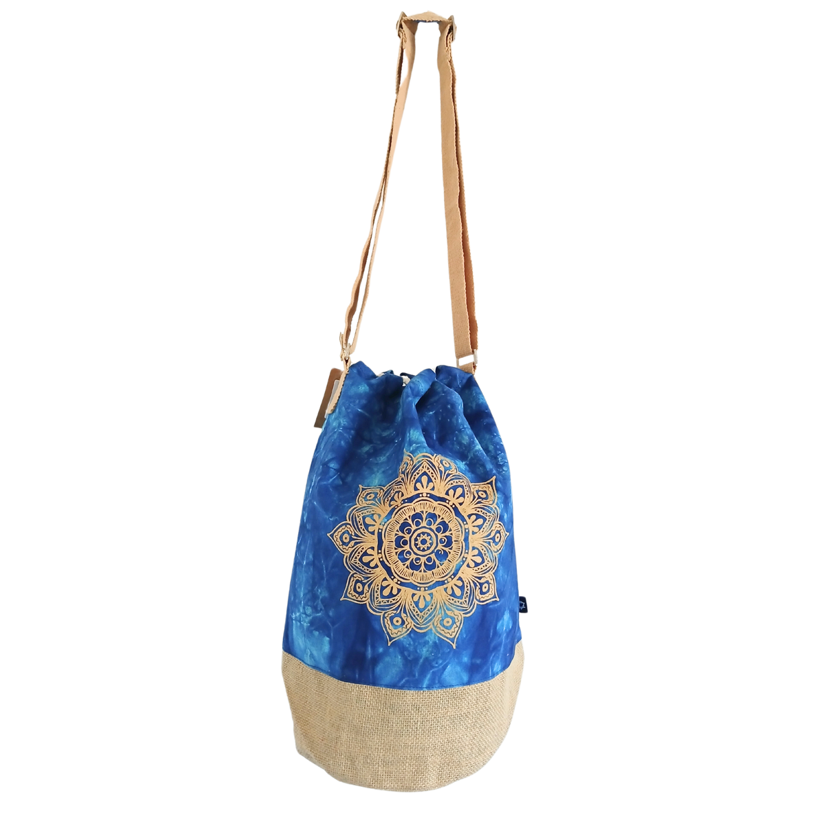 Mochila 100% Natural - Efeito Desbotado Azul - Mandala