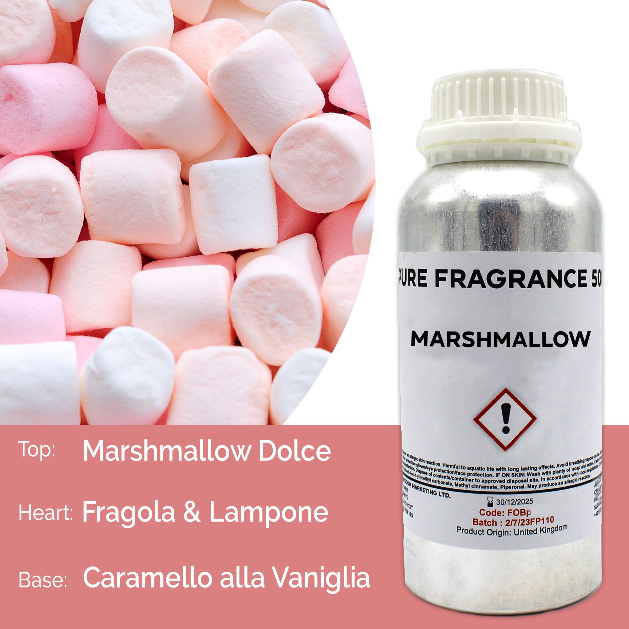 Óleo de fragrância puro de marshmallow - 500 ml