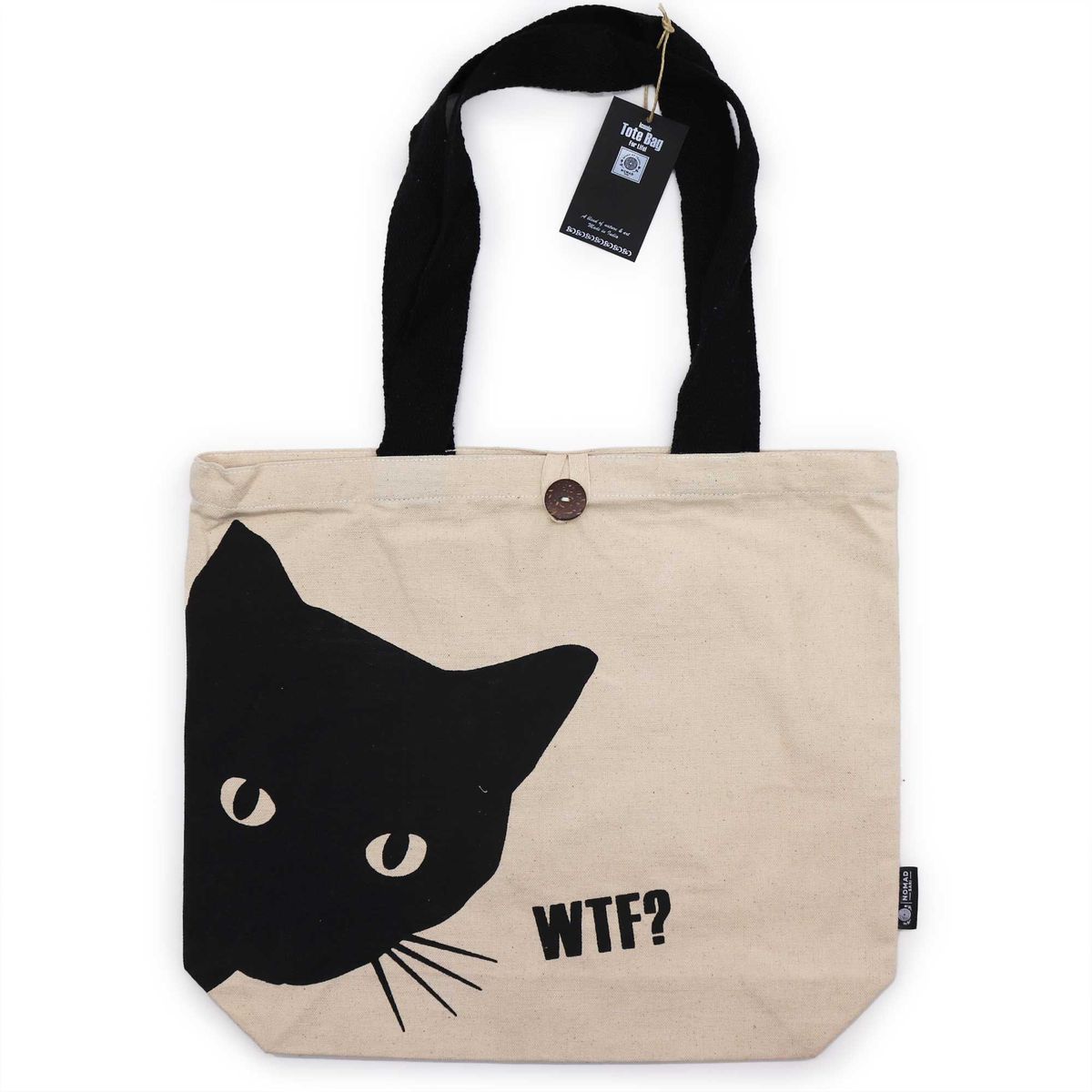 Mala Básica Icónica - Gato preto - Natural 10 oz (36 x 43 x 10 cm)