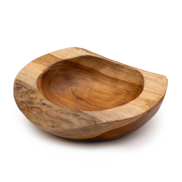 Bol moyen en bois de teck de forme naturelle - 20x7cm