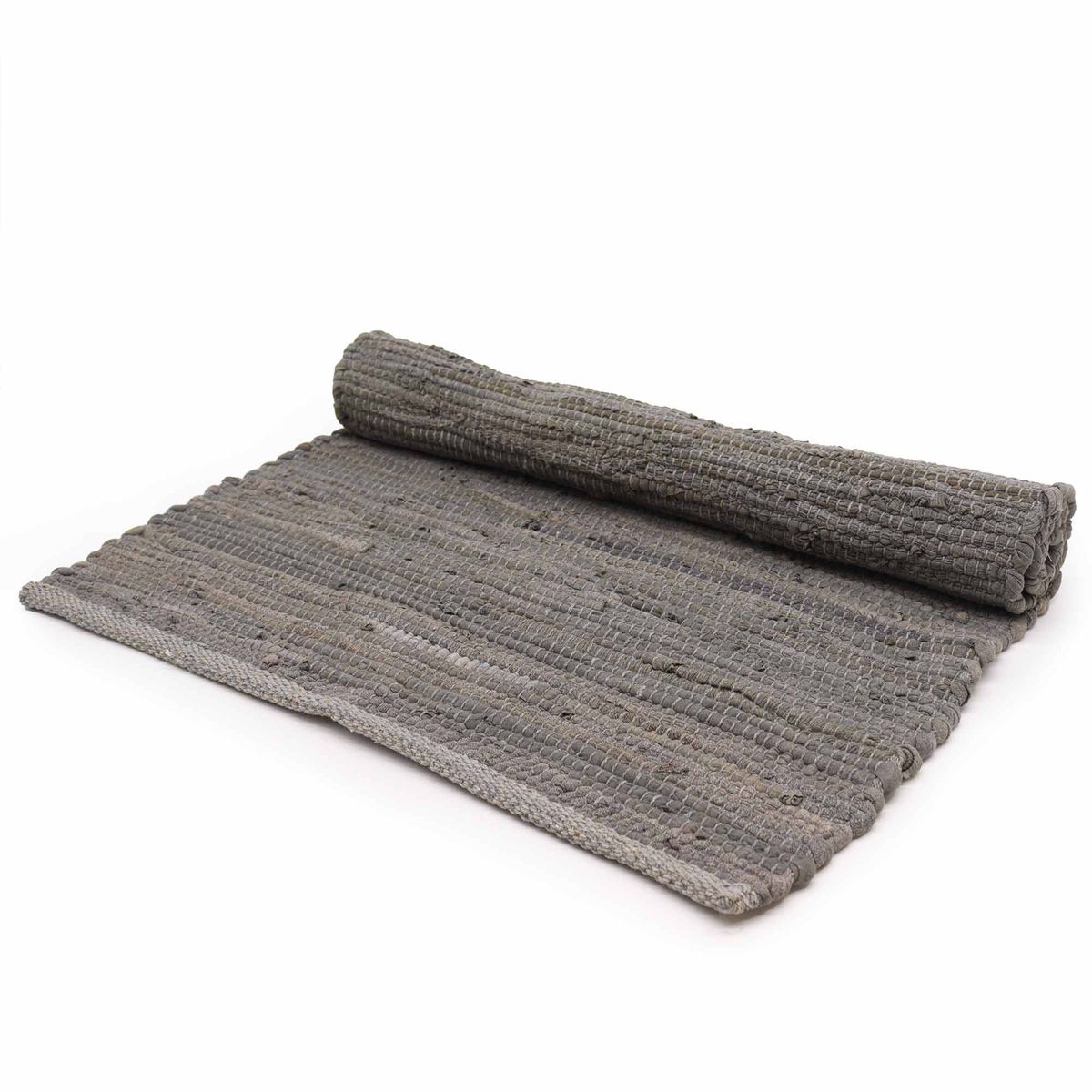 Tapete indiano grande de algodão tecido à mão - 130x170 cm - Carvão