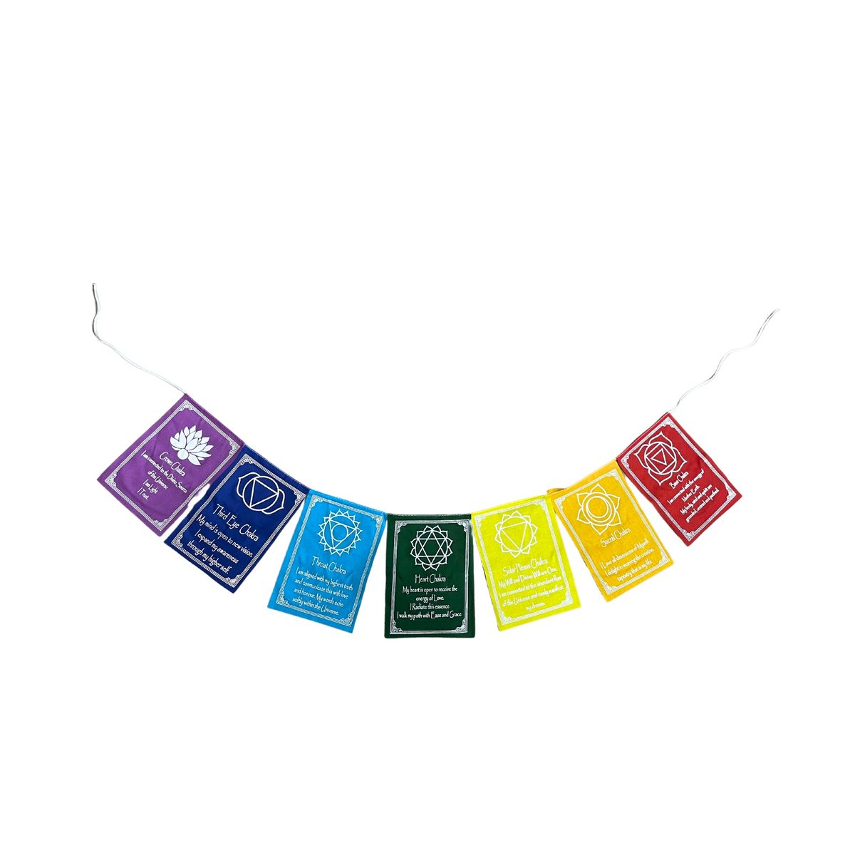 Sete cores dos chakras e mantra - Médio (7 bandeiras)