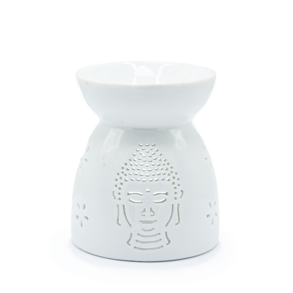 Queimador de óleo com recorte de Buda - Branco