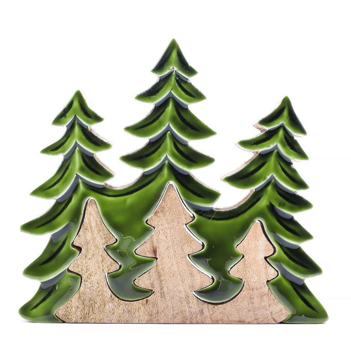 Perdido na Floresta - Decoração em madeira 3D com três árvores - 20x23 cm