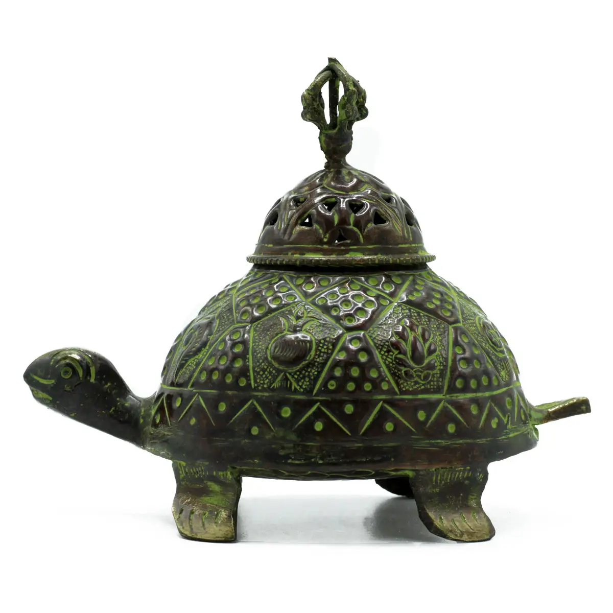 Brass Verdigris Tibetan Turtle Incense Holder - Lrg — Incense · GlowDuty apothecary