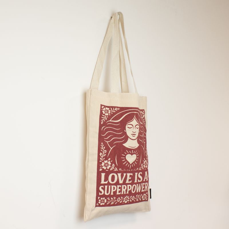 Iconic Toni Tote Bag - Love is a Super Power (41x31cm) - Natural 10oz