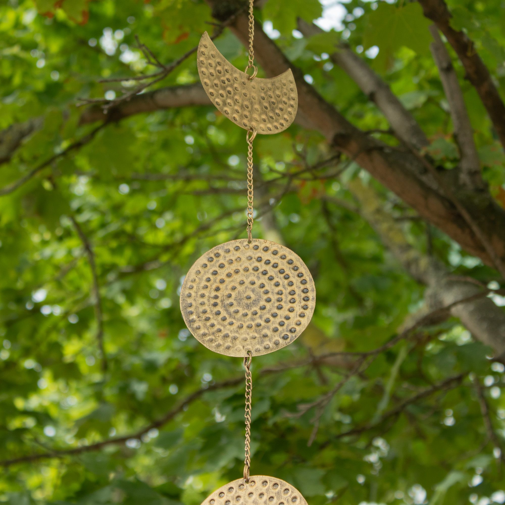 Indian Chimes - Brass Moon Phases Drop with Bell - 1m