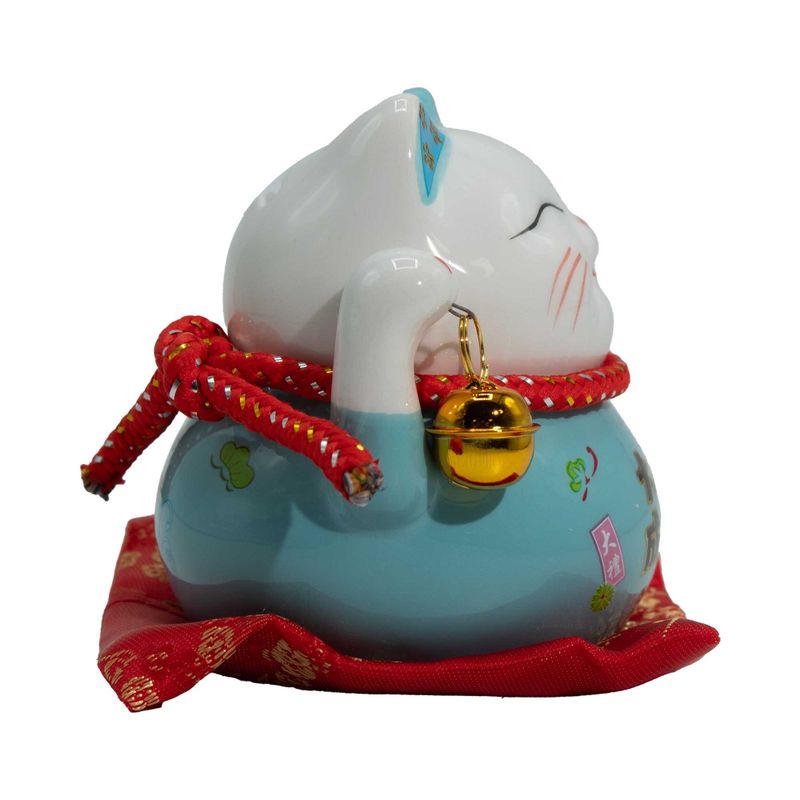 Pușculiță Pisică Norocoasă din Ceramică – Albastră pe Pernă
