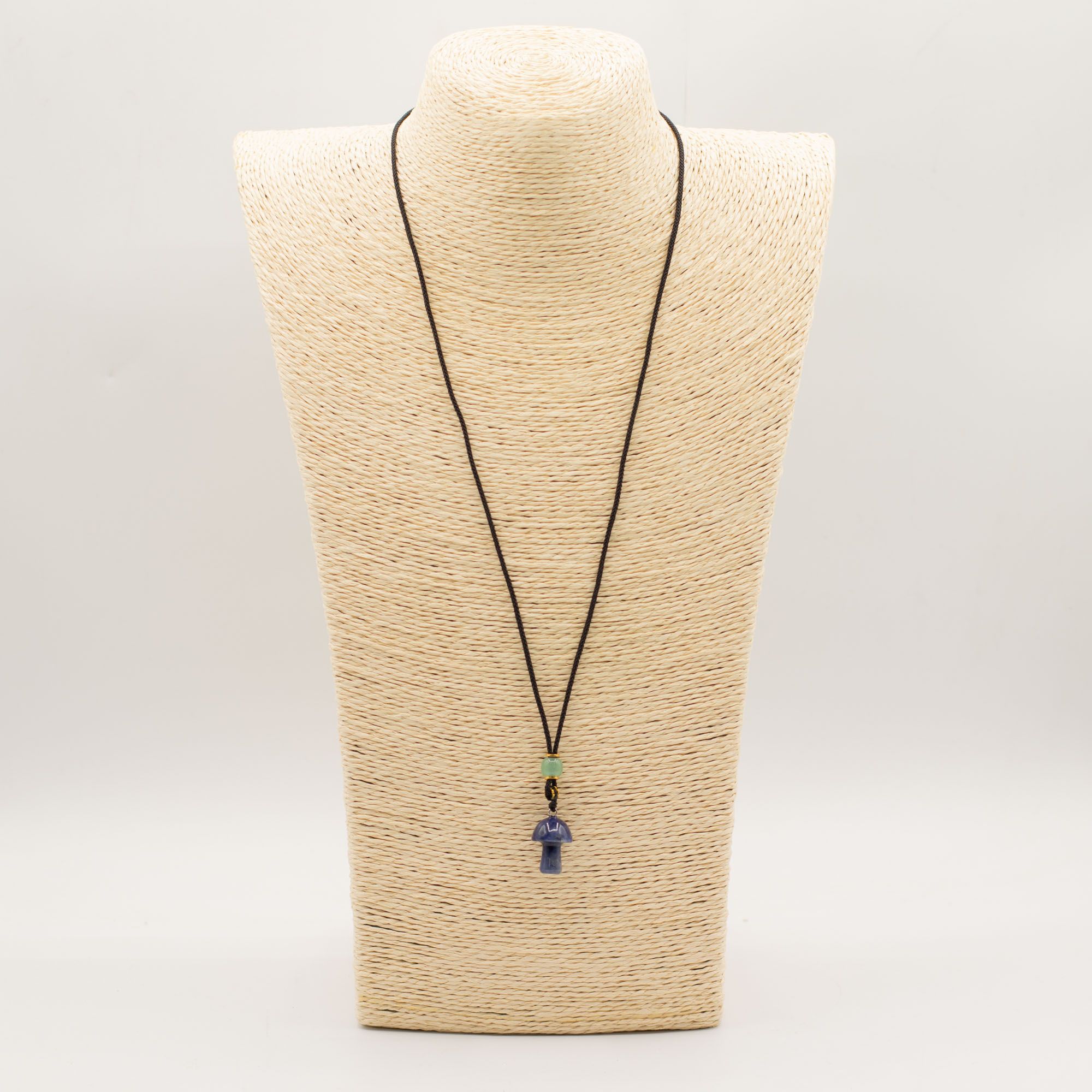 Cord Necklace Gemstone Pendant - Sodalite Mushroom
