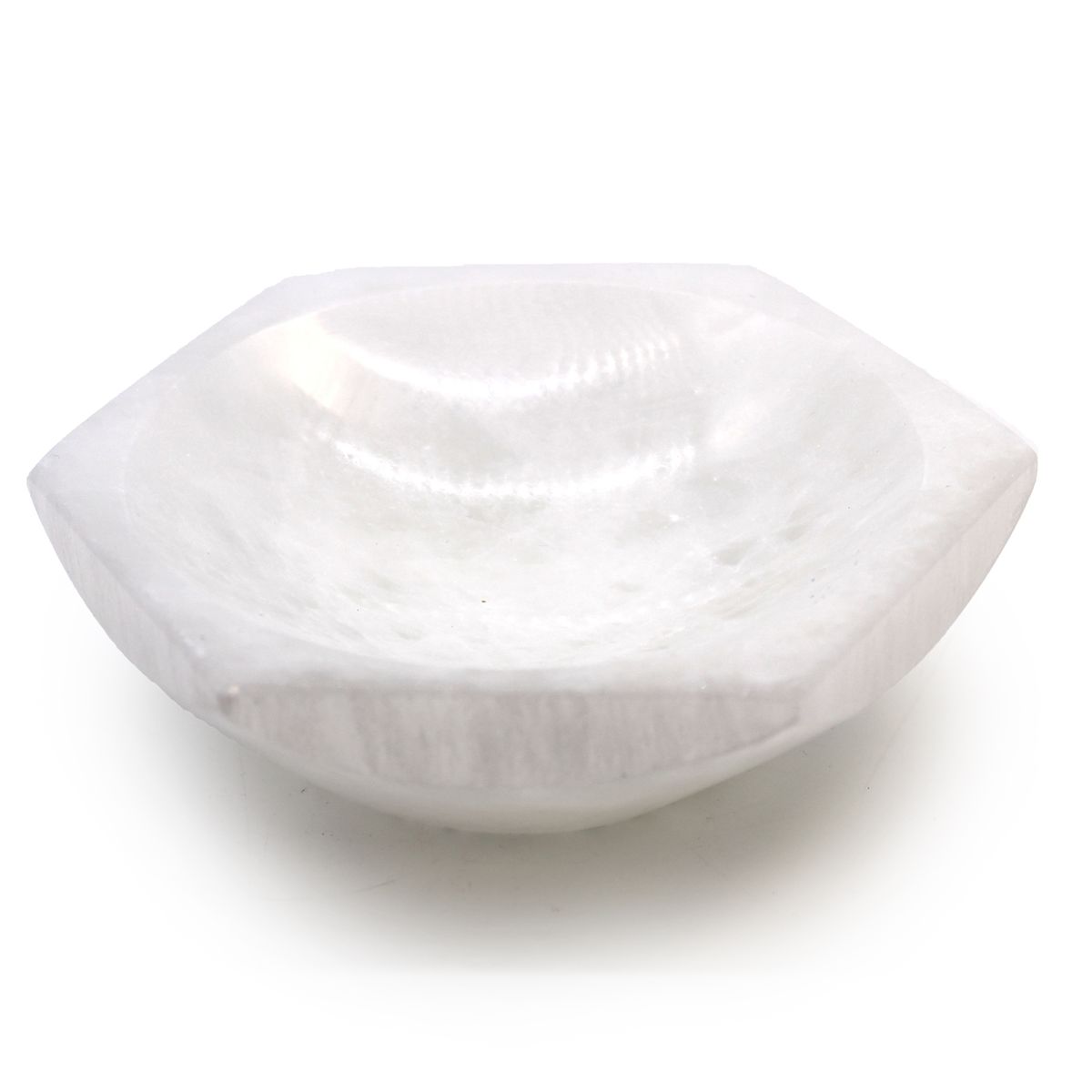 Taça hexagonal de selenita - 15 cm