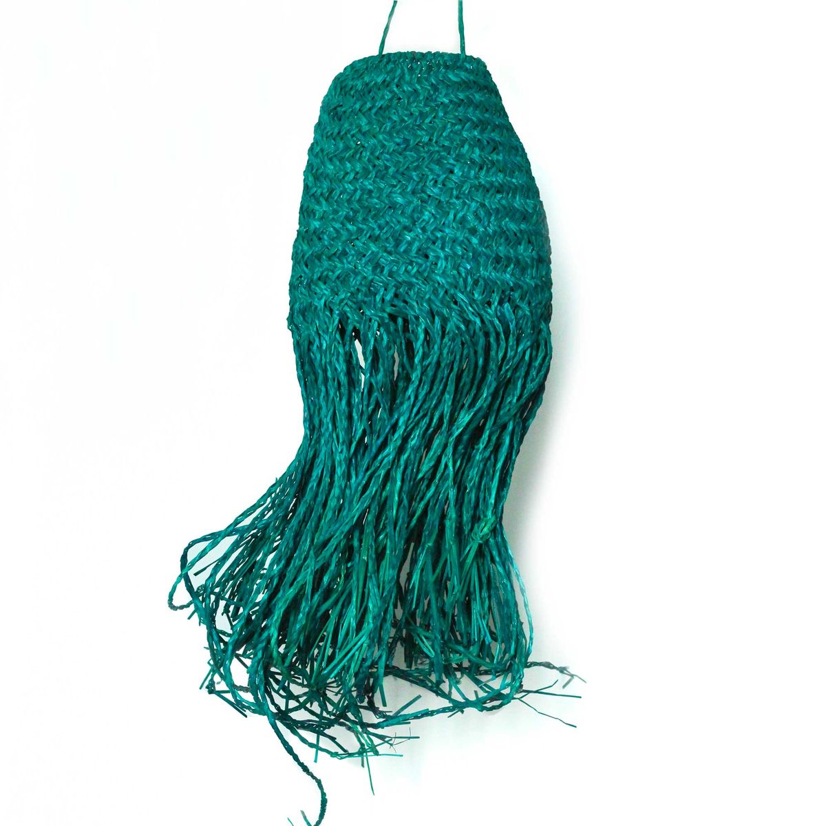 Abajur de Lâmpada de Suspensão Turquesa Trançado - 20x15cm