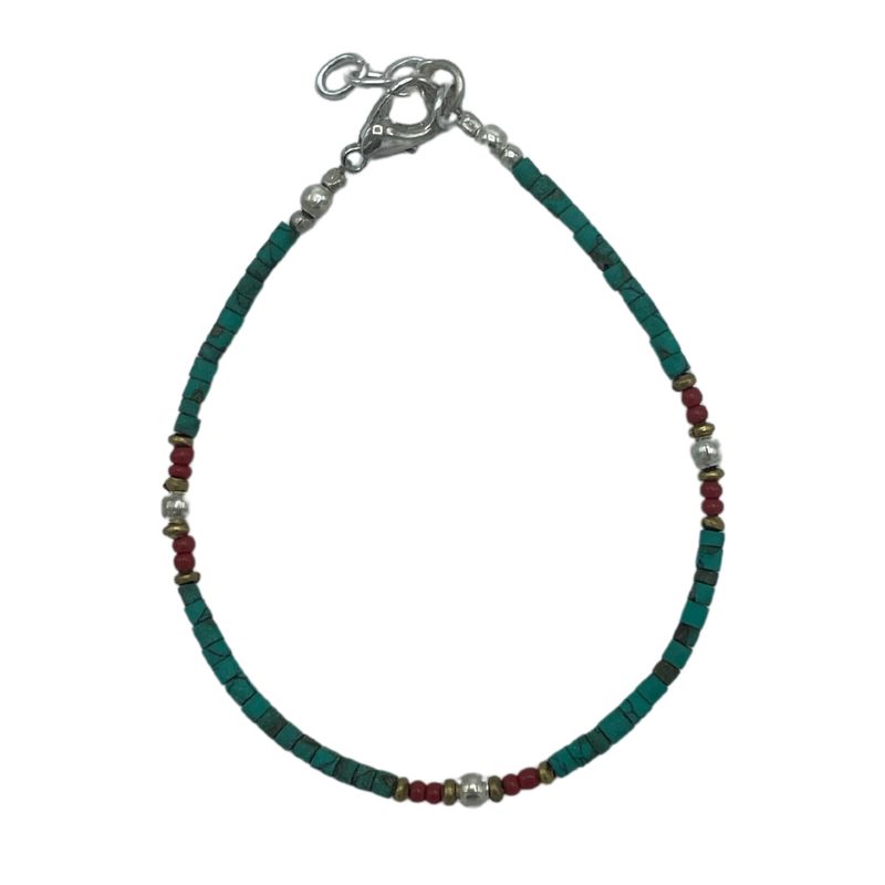 Bracelet Népalais en Pierre Extra-Fine - Turquoise & Pierre