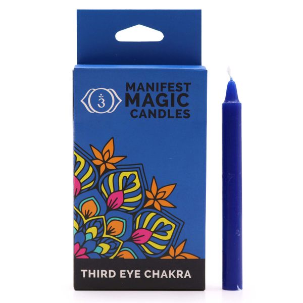 Velas Mágicas do Manifesto (embalagem com 12) - Azul Escuro - Chakra do Terceiro Olho