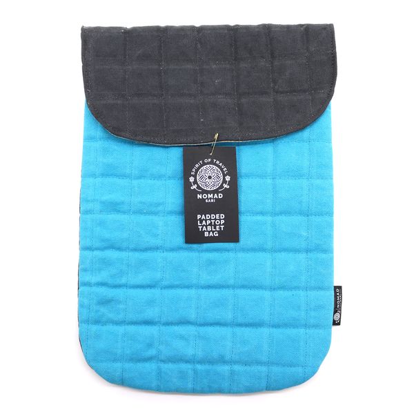 Bolsa Acolchoada para Portátil Efeito Lavagem - Azul