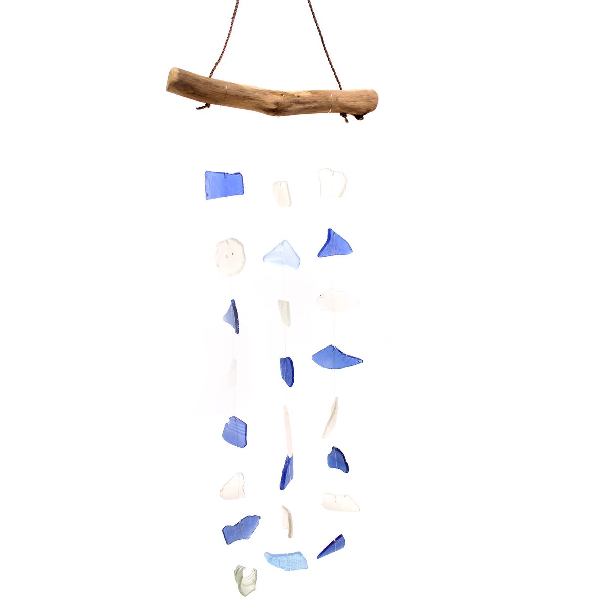 Sino de vidro reciclado - Três cordas - Azul e branco