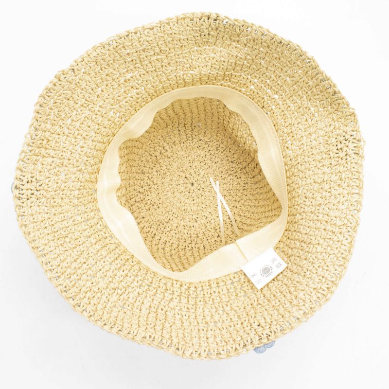 Nomad Sari Floppy Straw Sun Hat - beige och blå blommor