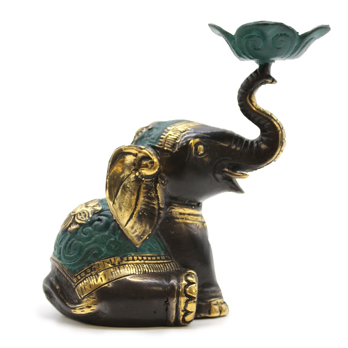Porta-velas / Incensário em forma de elefante, tamanho médio