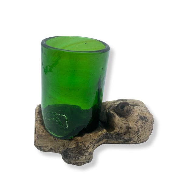 Vidro Reciclado em Madeira - Copo de Whisky