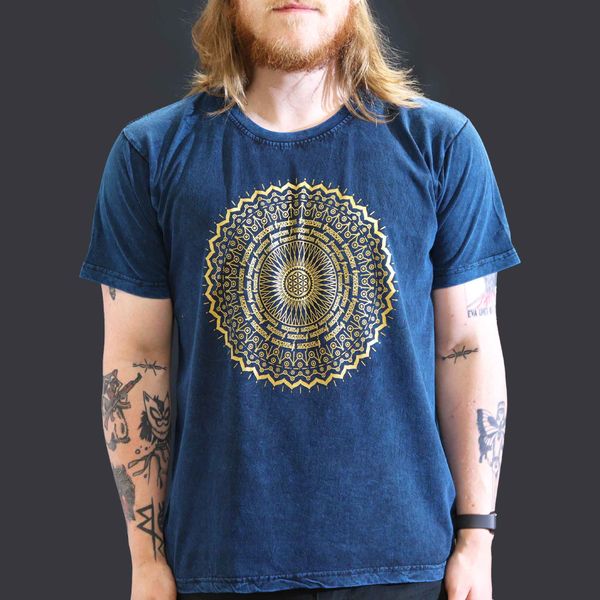 Large Stone Washed Teashirt - Mandala - Blue