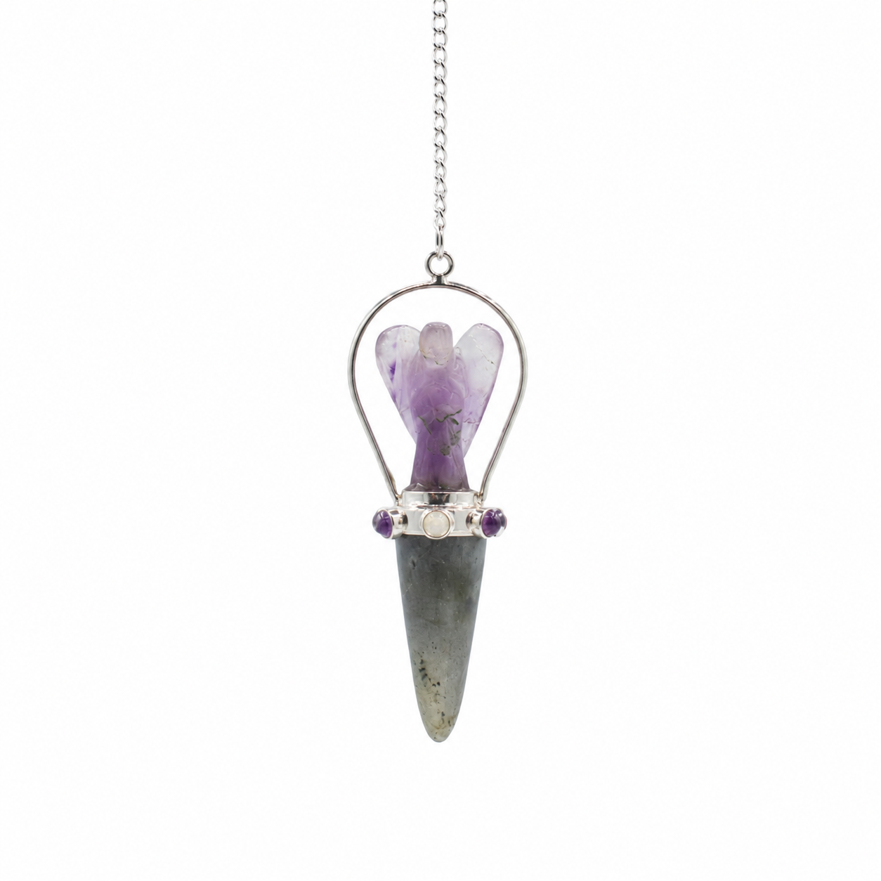 Veilwalker - Two Piece Angel Pendulum - Chakra Band - Labradorite & Amethyst