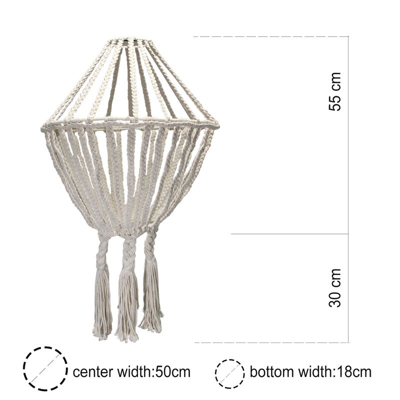 Grand Lustre Pendant en Macramé - Naturel