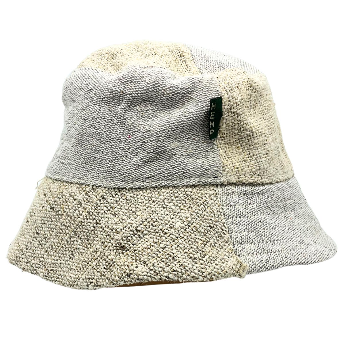 Chapéu boho de festival em cânhamo e algodão com remendos - Natural