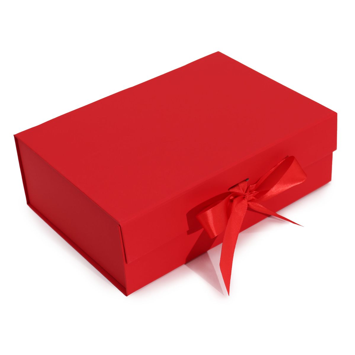 Caixa de presente dobrável com laço 28,2 x 20,2 x 9,2 cm - Vermelha