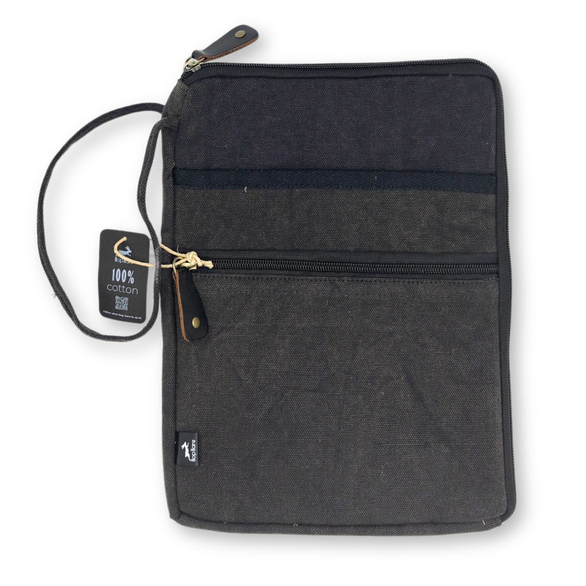 Bolsa grande para laptop em lona - Cinza-escuro