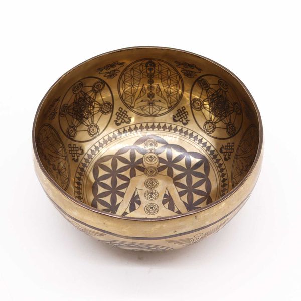 Bol Gravé de Guérison Tibétain - 16cm - 7 Chakra