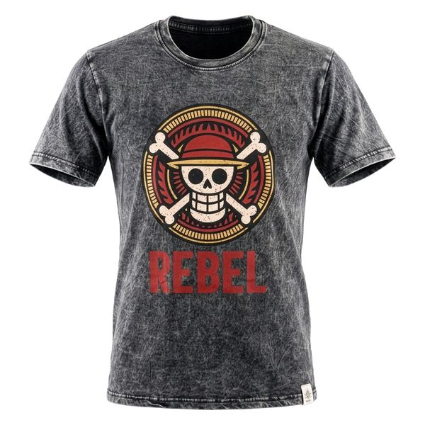 Nomad Sari Camiseta de algodón lavado a piedra - Rebel - Carbón - Grande
