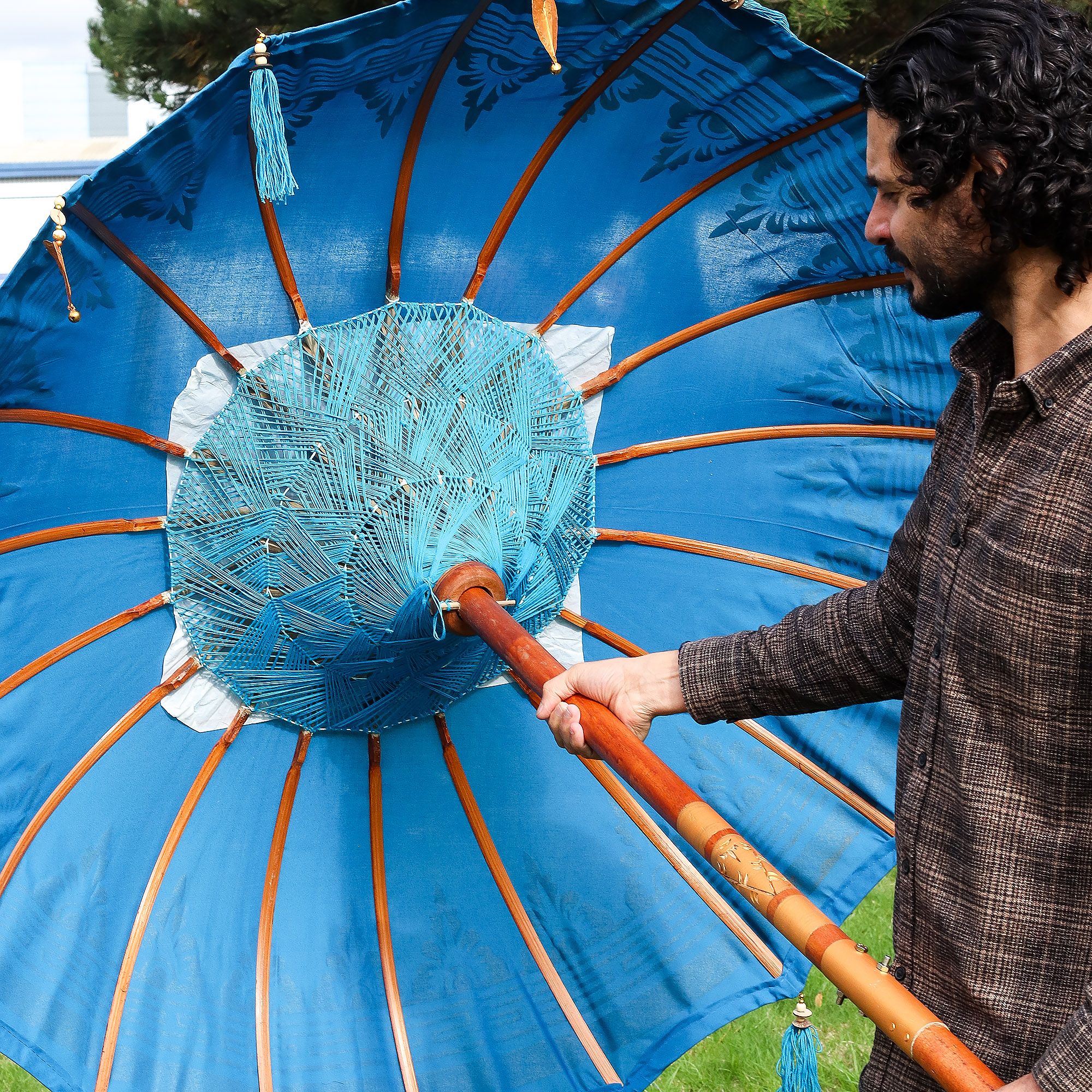 Parasol de patio Bali - Algodón - Decoración turquesa - 1.5m