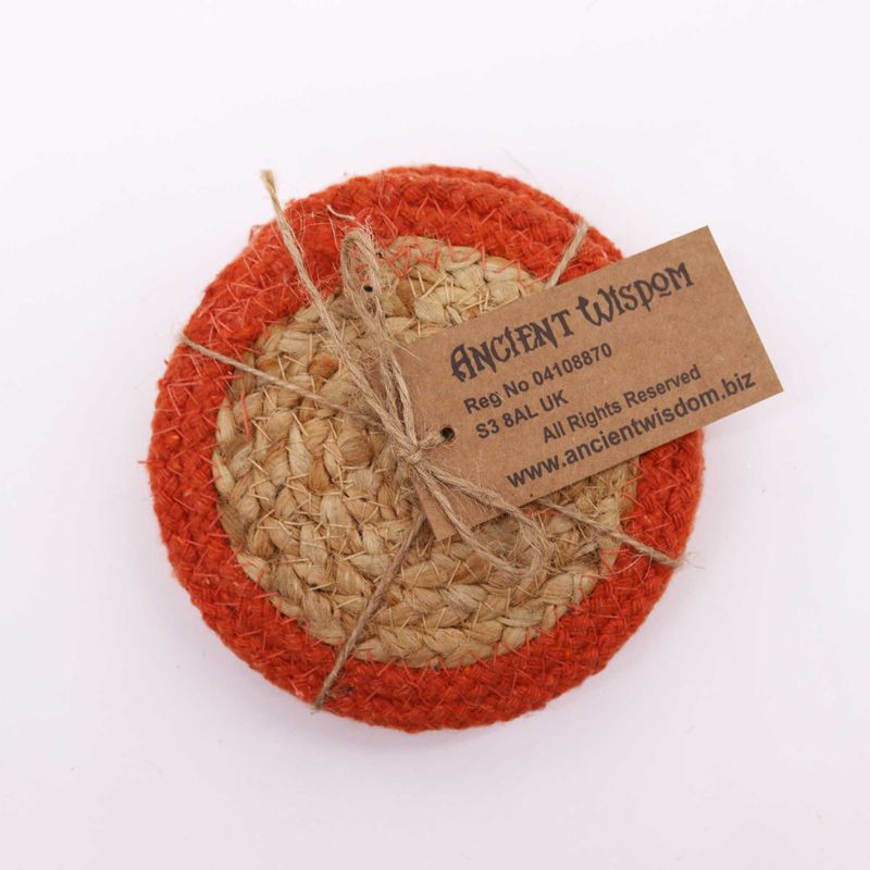 Dessous de Verre Naturel - Jute & Coton 10cm (lot de 4) - Bordure d'argile