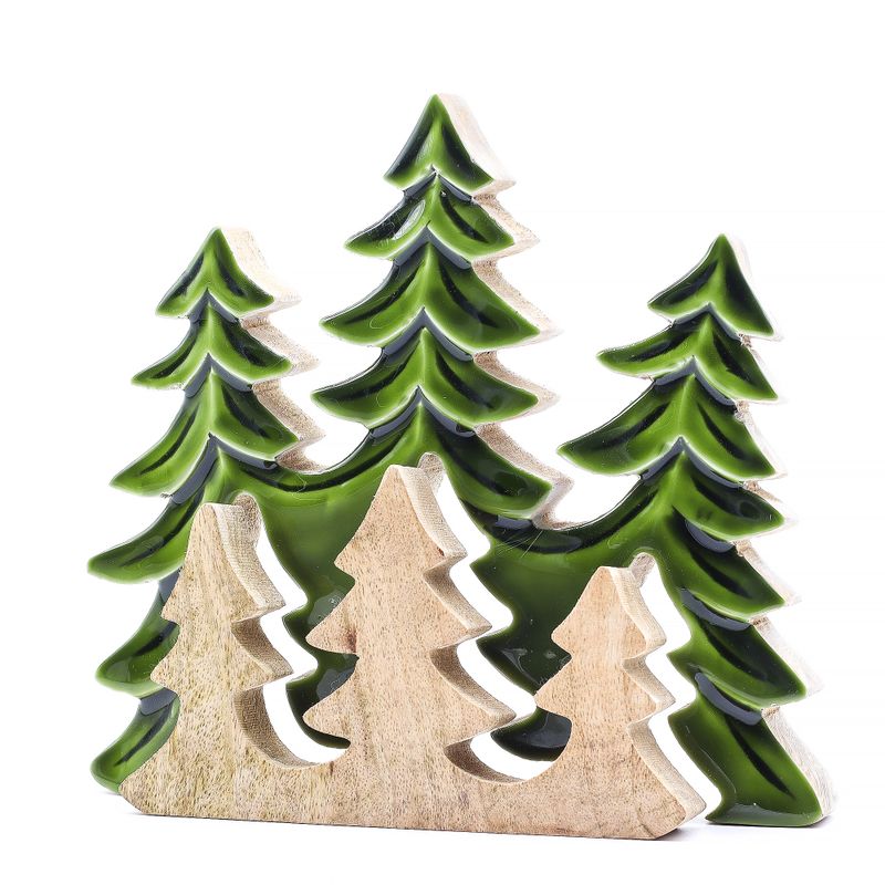 Perdido en el bosque - Decoración de madera 3D de tres árboles - 20x23 cm