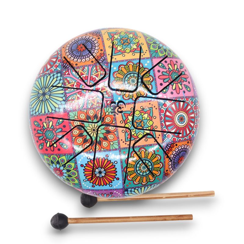 Tambour Tongue Drum en Acier Medium Multicolore - 17x13 cm