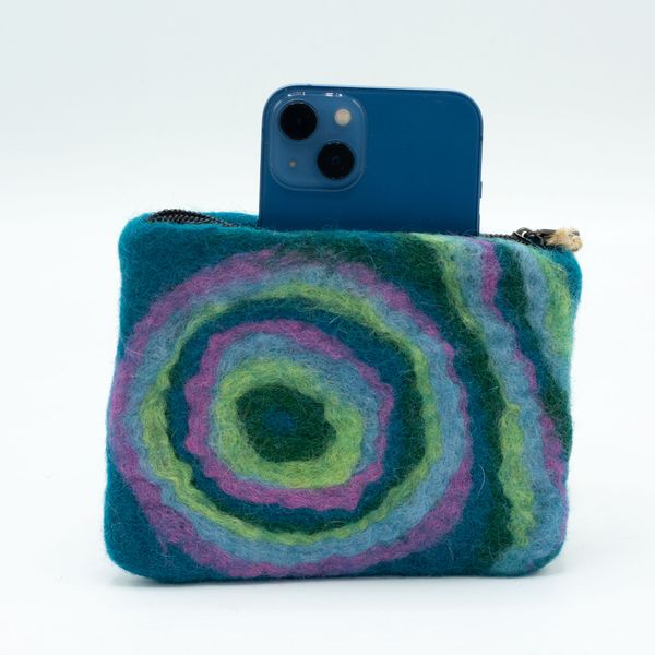 Pochette Zippée en Feutre Naturel (assortiment) - Psychédélique