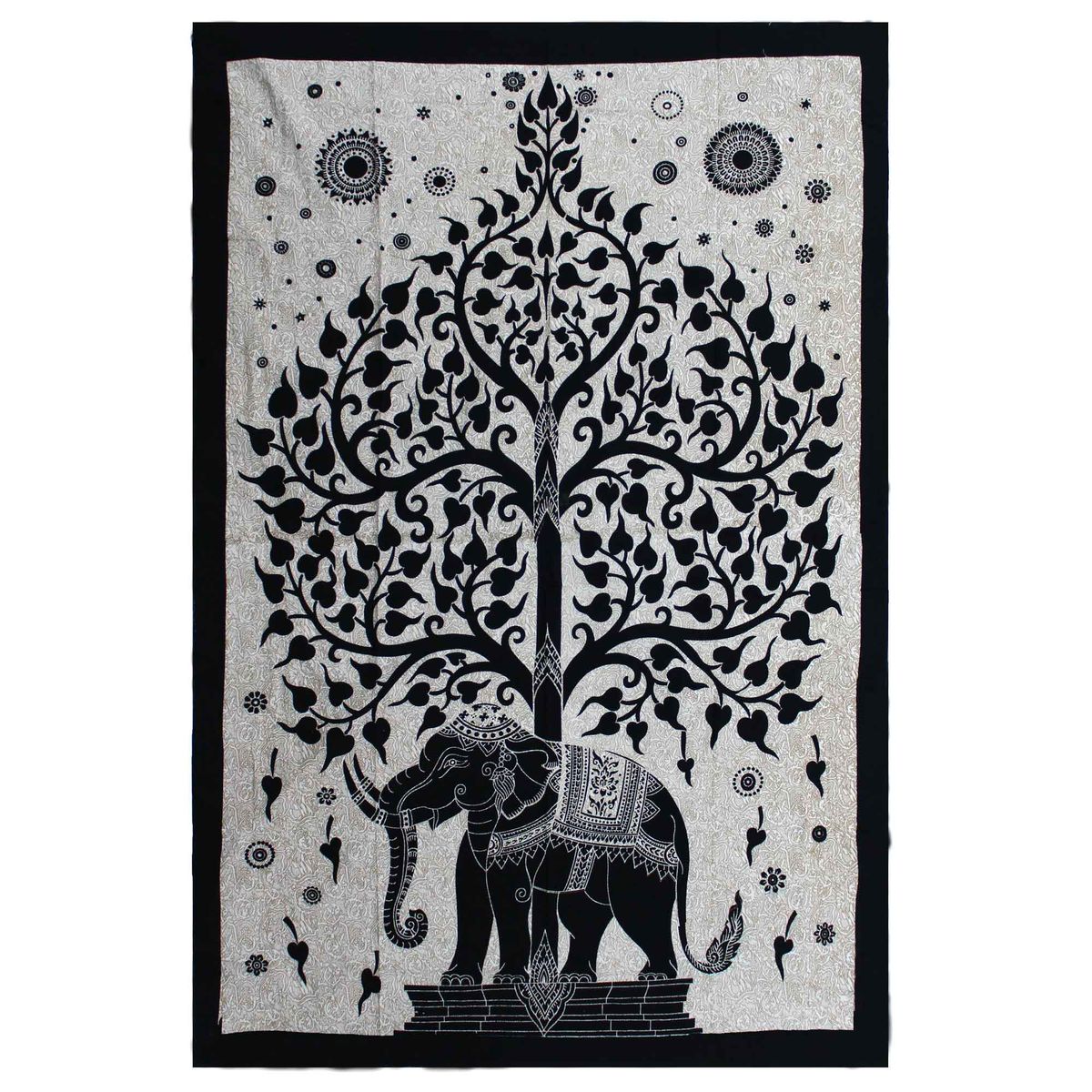 Colcha individual de algodão + tapeçaria de parede - Mono - Árvore Elefante