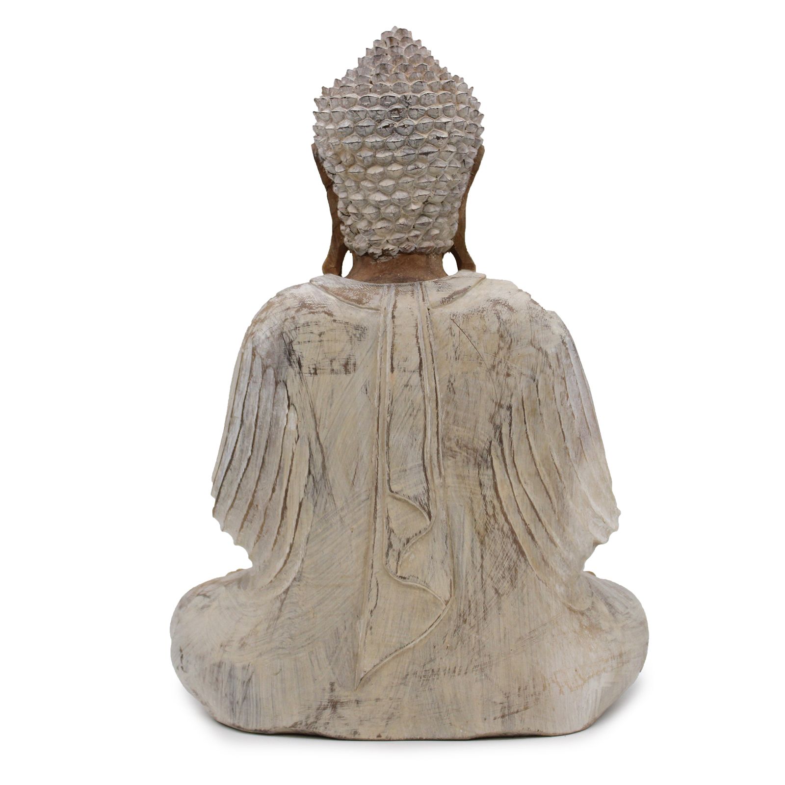 Handgeschnitzte Buddhastatue - 40cm Übertragung lehren - Weißgewaschen